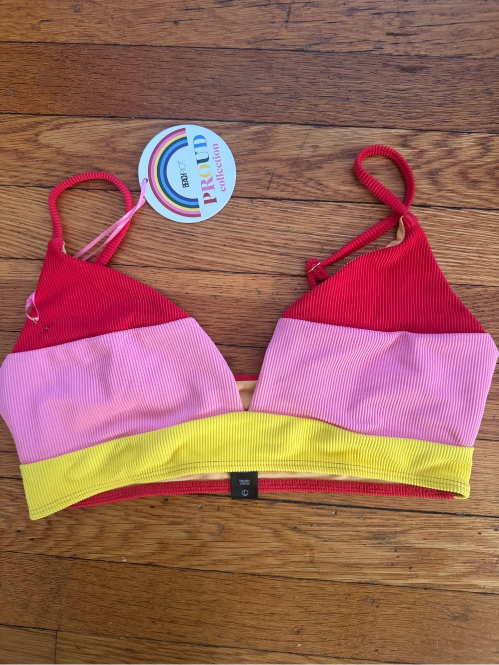 Beach Riot proud collection swim top size L - red, pink & yellow